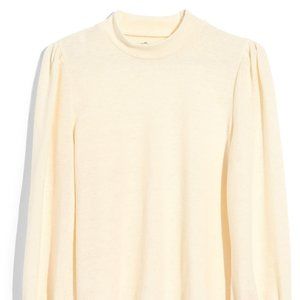 Madewell Puff Sleeve Mock Neck in Cream Size M